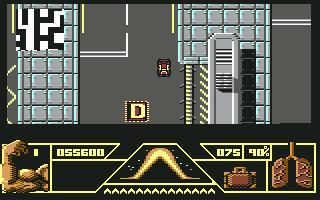 Total Recall (Commodore 64) screenshot: Go to where the D is to go to the next level