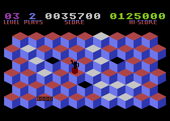 Slinky (Atari 8-bit) screenshot: A rusted slinky being dragged by an oil-can