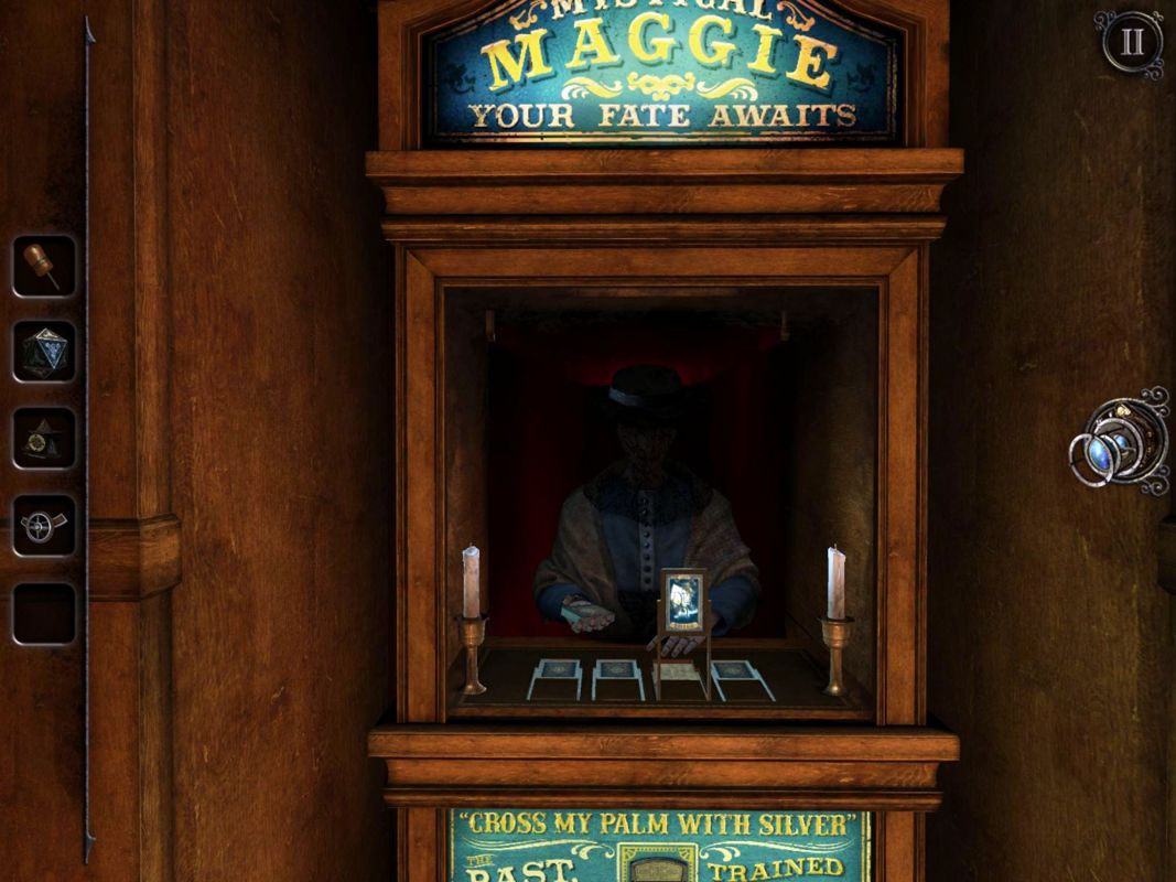 The Room Three (iPad) screenshot: Maggie (Zoltar machine)