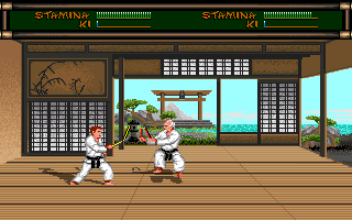 Budokan: The Martial Spirit (DOS) screenshot: Nunchaku Training