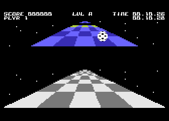 Trailblazer (Atari 8-bit) screenshot: Game in progress
