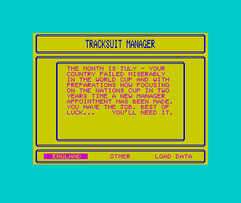 Tracksuit Manager (ZX Spectrum) screenshot: Setting the inevitable scene