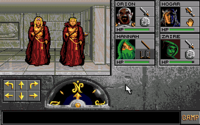 Eye of the Beholder II: The Legend of Darkmoon (Amiga) screenshot: There is no such option as talk or look, just attack or run.