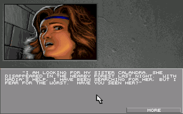Eye of the Beholder II: The Legend of Darkmoon (Amiga) screenshot: Damsel in distress.