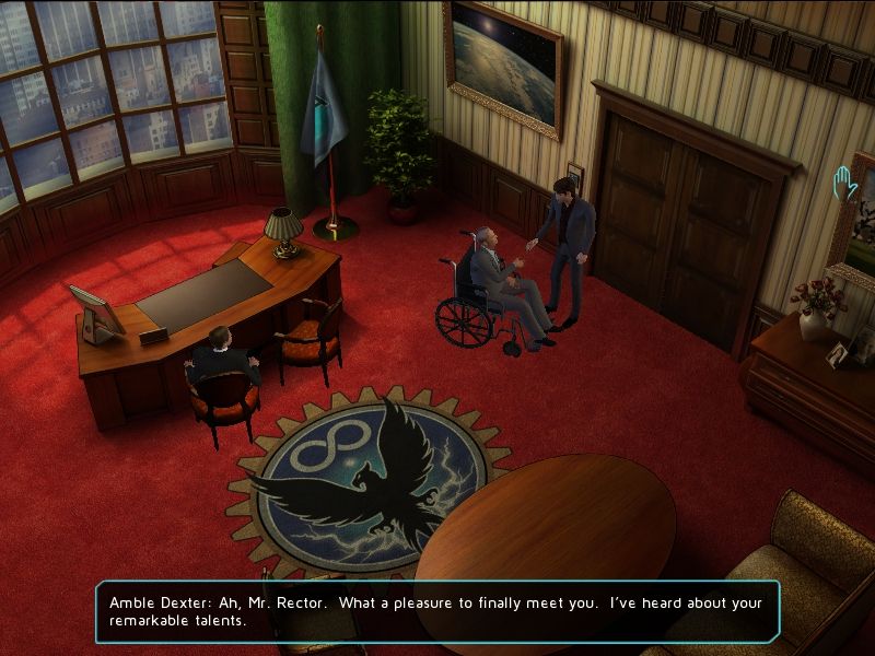 Moebius: Empire Rising (Windows) screenshot: Let me introduce myself: you do not have sufficient security clearance to know the details