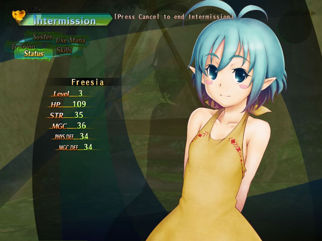 Fairy Bloom: Freesia (Windows) screenshot: Status screen with statistics during the intermission