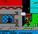The Simpsons: Bart vs. the Space Mutants (Game Gear) screenshot: Bart playing a trick on Moe. "Hey guys, Isabelle Ringing?"