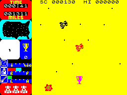 Tranz Am (ZX Spectrum) screenshot: Here is one of the cups, collect them all to win