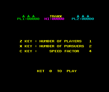 Traxx (ZX Spectrum) screenshot: Main menu