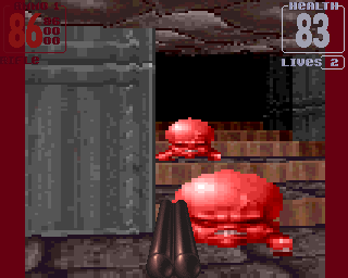 Fears (Amiga) screenshot: Evil blobs descending the stairs