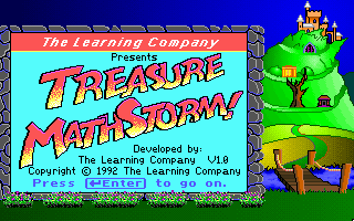 Treasure MathStorm! (DOS) screenshot: Title screen (MCGA/VGA)
