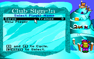 Treasure MathStorm! (DOS) screenshot: Select a saved game, or create a new game (MCGA/VGA)