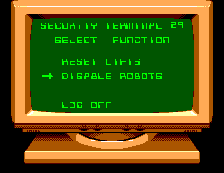 Impossible Mission (SEGA Master System) screenshot: Using a computer terminal