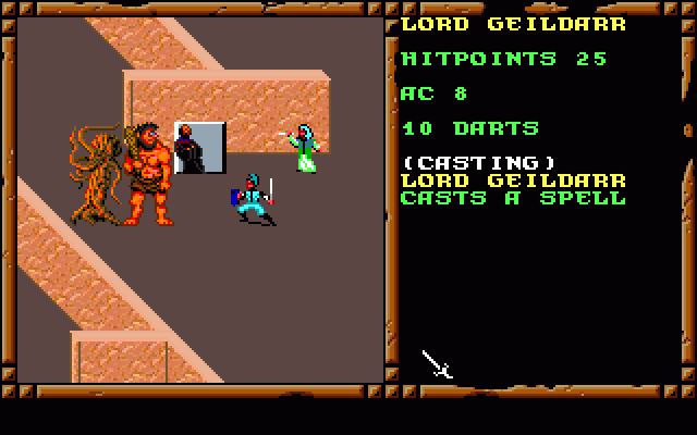 Treasures of the Savage Frontier (DOS) screenshot: Fight with giant