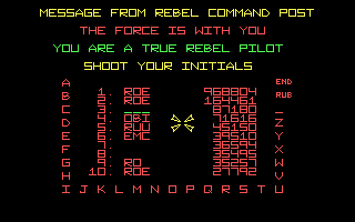 Star Wars (DOS) screenshot: In early arcade games, setting a highscore was your only goal