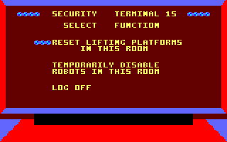 Impossible Mission (Amstrad CPC) screenshot: Using a computer terminal