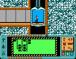 Impossible Mission (SEGA Master System) screenshot: Exploring the corridors