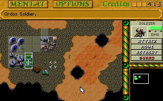 Dune II: The Building of a Dynasty (DOS) screenshot: Ordos base