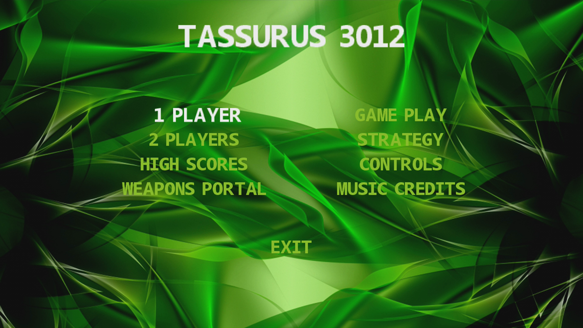Tassurus 3012 (Xbox 360) screenshot: Main menu (Trial version)