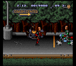 The Incredible Crash Dummies (SNES) screenshot: Dummy riding a bicycle