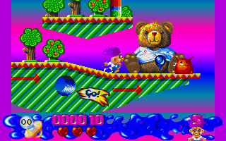 Trolls (DOS) screenshot: One of the many colorful worlds (MCGA/VGA)