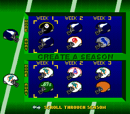 Troy Aikman NFL Football (Genesis) screenshot: Creating a season