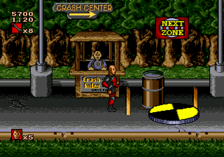 The Incredible Crash Dummies (Genesis) screenshot: Go onto the spinner to enter the next zone
