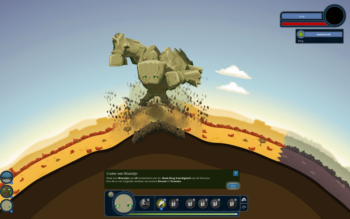 Reus (Windows) screenshot: My Reus is creating a mountain and a desert (Dutch version).