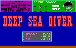 Deep Sea Diver (DOS) screenshot: Title Screen
