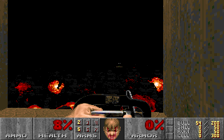 Master Levels for Doom II (DOS) screenshot: "Bad Dream" - secret level in <moby developer="Sverre Kvernmo">Sverre Kvernmo</moby>'s "teeth.wad". At least 30 Cyberdemons. One chainsaw.