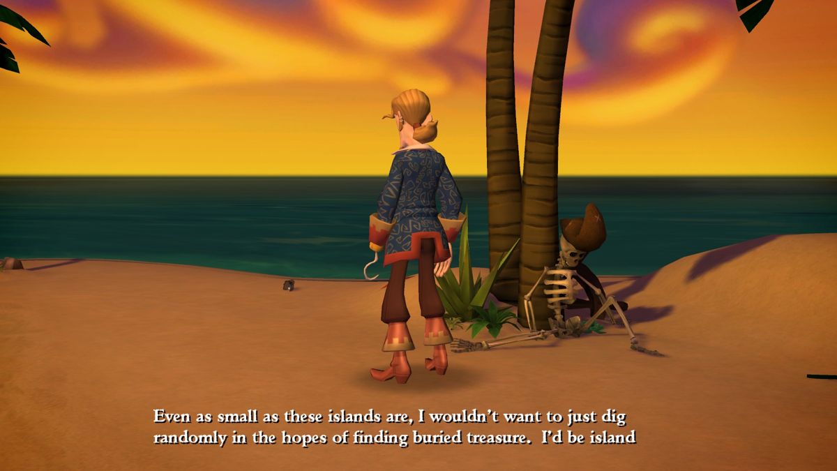 Tales of Monkey Island: Chapter 2 - The Siege of Spinner Cay (Windows) screenshot: Searching for buried treasure on one of the smaller islands.