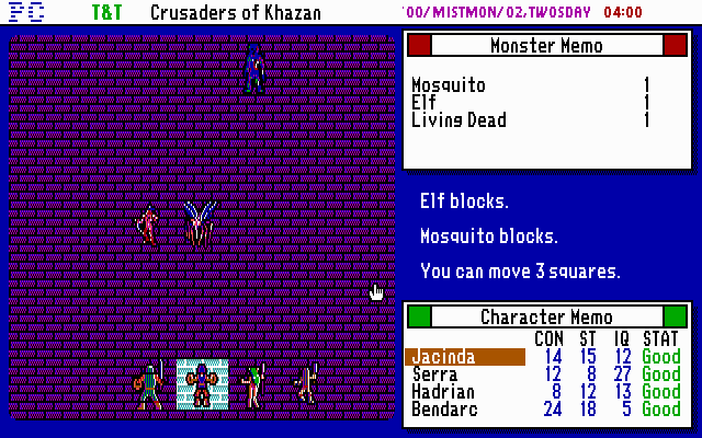 Tunnels & Trolls: Crusaders of Khazan (DOS) screenshot: The battle unfolds