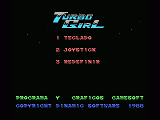 Turbo Girl (MSX) screenshot: Play Select screen