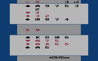 Bridge (Atari 2600) screenshot: A hand in progress