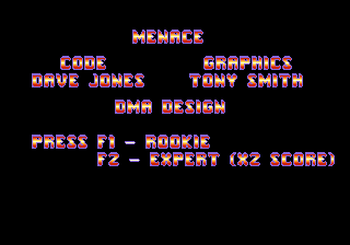 Menace (Amiga) screenshot: Main menu