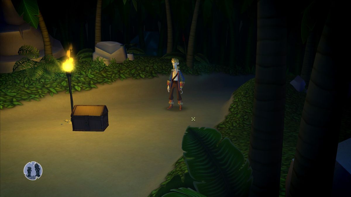 Tales of Monkey Island: Chapter 4 - The Trial and Execution of Guybrush Threepwood (Windows) screenshot: Folding the map properly is the only way to find this treasure chest.