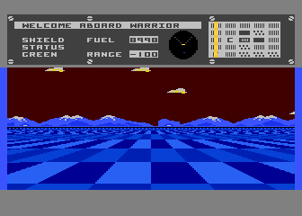 Dimension X (Atari 8-bit) screenshot: Welcome aboard warrior