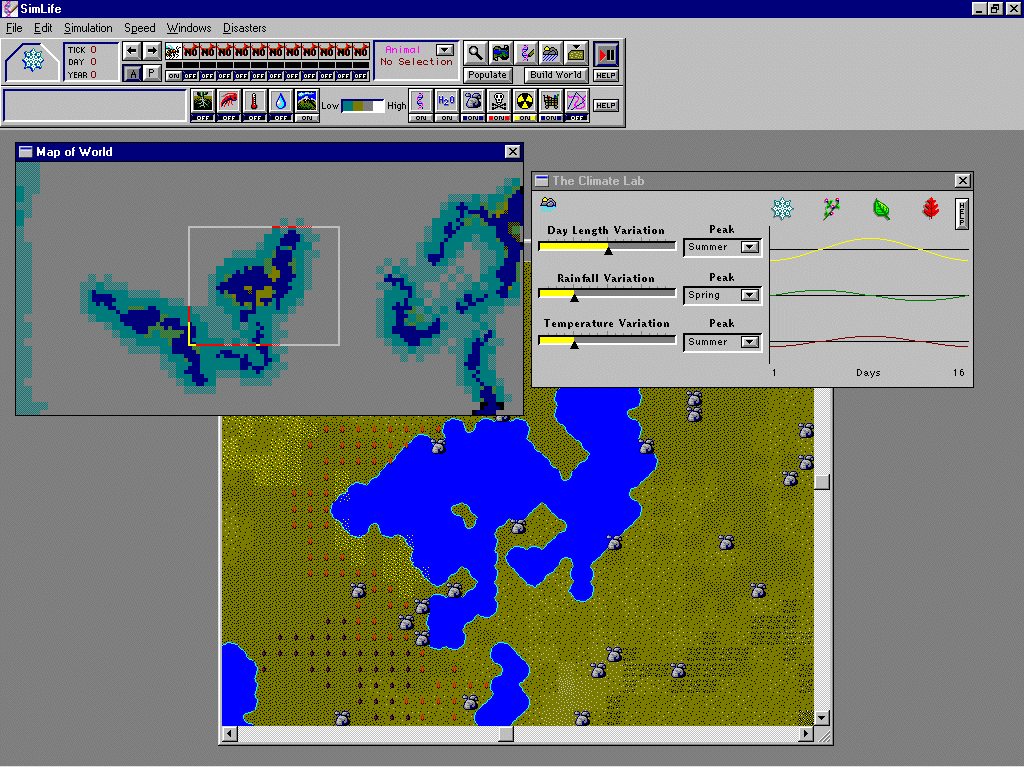 Windows Life Sim Screenshot of SimLife (Windows 3.x, 1992) - MobyGames