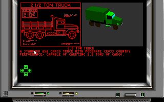 Twilight: 2000 (DOS) screenshot: 2 1/2 Ton Truck Stats