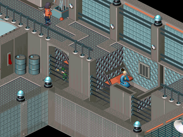 Twinsen's Odyssey (DOS) screenshot: Twinsen is imprisoned! You'll have to figure out how to escape