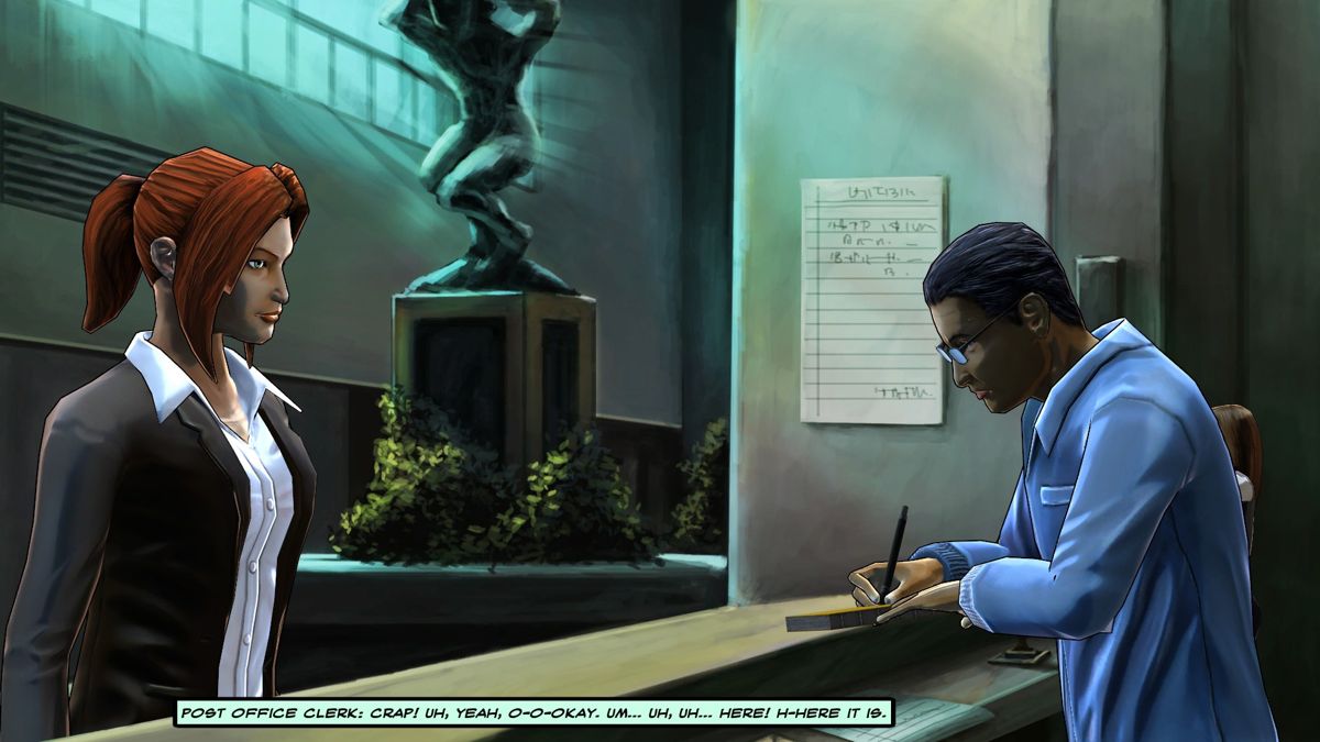 Cognition: An Erica Reed Thriller - Episode 2: The Wise Monkey (Windows) screenshot: Seems like the post office clerk you met last time has mysteriously disappeared... maybe I should check his home address.