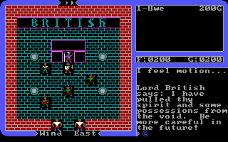 Ultima Collection (DOS) screenshot: Ultima IV - I was dead ... but resurrected by Lord British