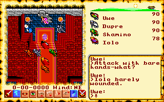 Ultima Collection (DOS) screenshot: Ultima VI - Game - It starts with a fight