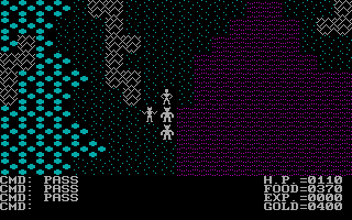 Ultima Collection (DOS) screenshot: Ultima II - Game - Having a little fight