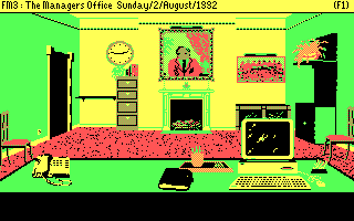 Football Manager 3 (DOS) screenshot: The managers office (CGA)