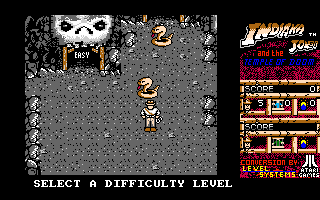 Indiana Jones and the Temple of Doom (Amiga) screenshot: Choose a difficulty level