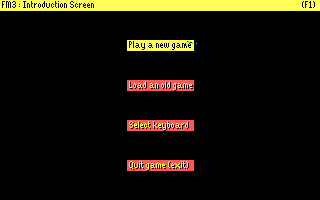 Football Manager 3 (DOS) screenshot: Main Menu (CGA)