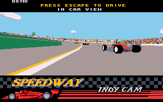 Indianapolis 500: The Simulation (DOS) screenshot: In-Car View (VGA)