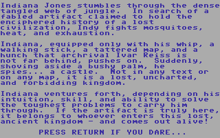 Indiana Jones in the Lost Kingdom (Commodore 64) screenshot: Introductory story