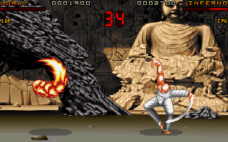 Ultimate Body Blows (DOS) screenshot: Inferno vs Loray